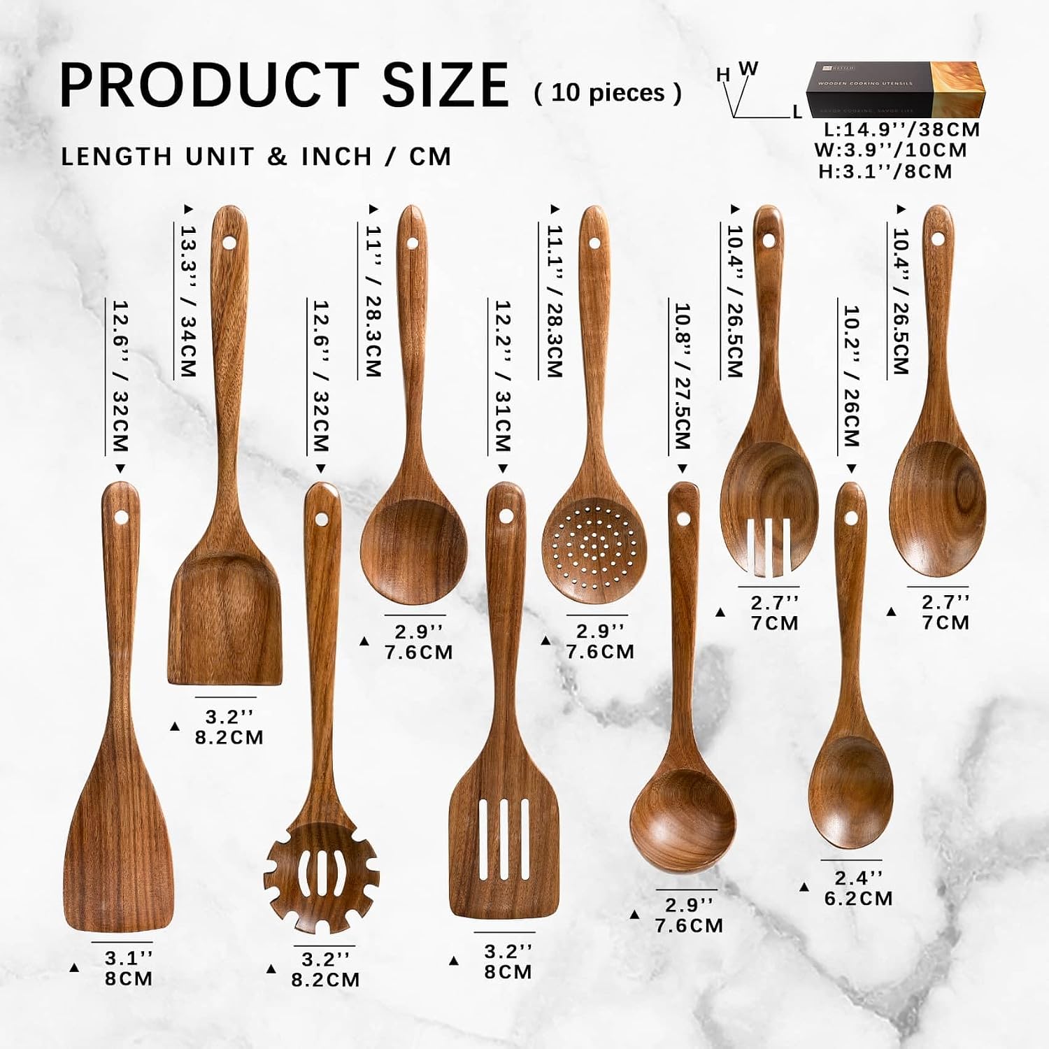 10 Piece Acacia Cooking Utensil Set