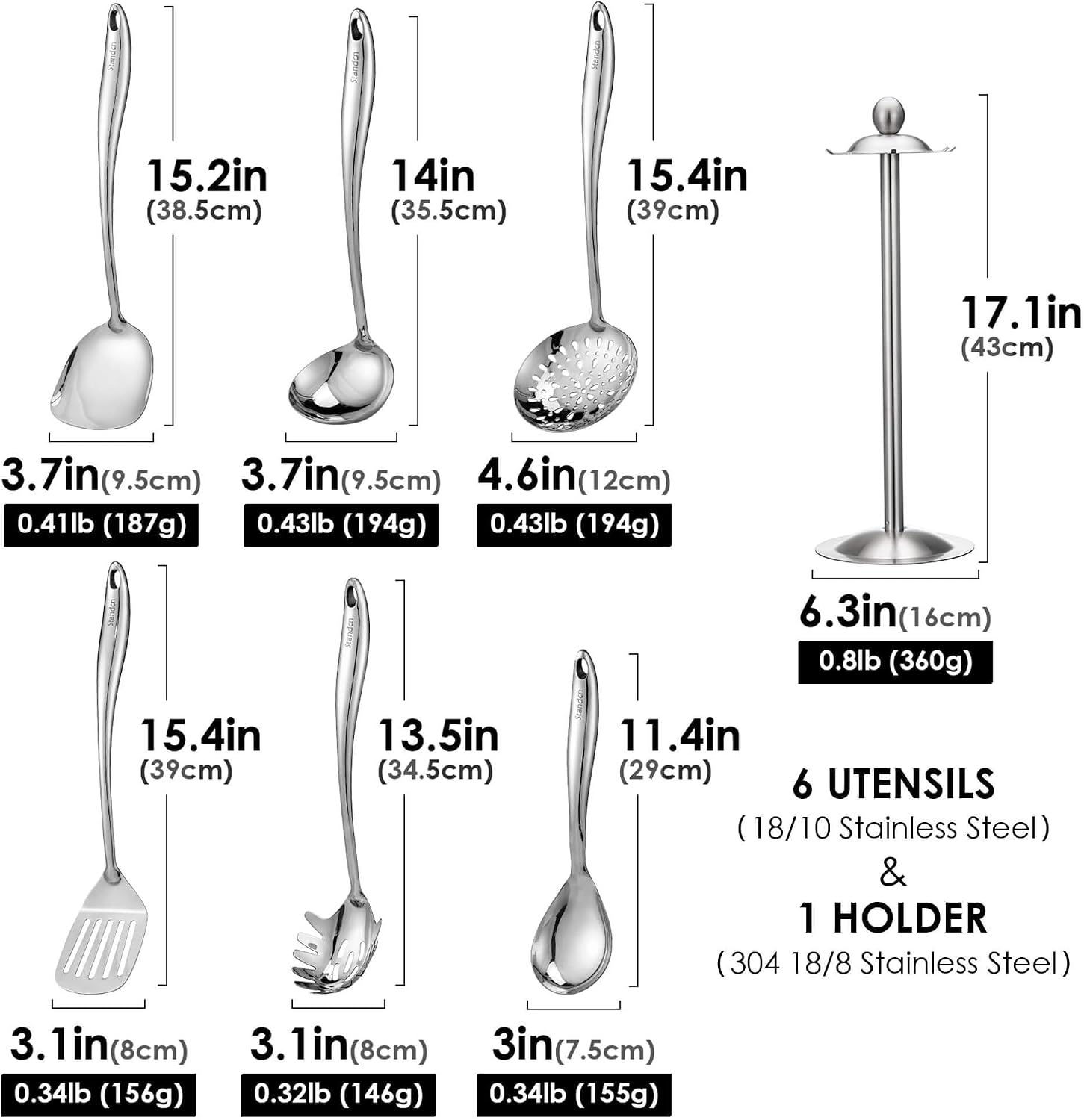 7 Piece Stainless Steel Utensil Set
