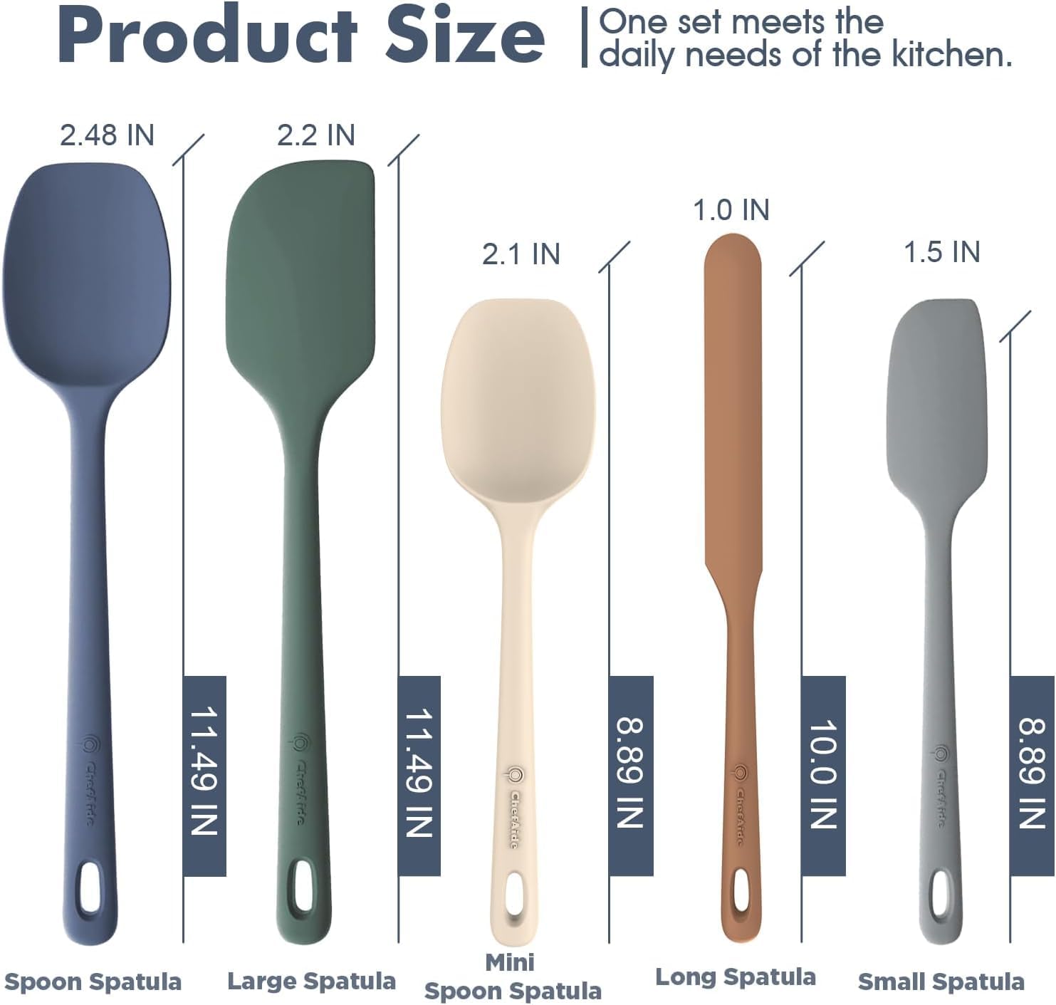 Five Piece Assorted Silicone Spatulas